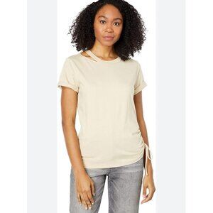 N: Philanthropy Tan Cutout Crewneck T-Shirt MSRP $78 Size Large Tie Sides